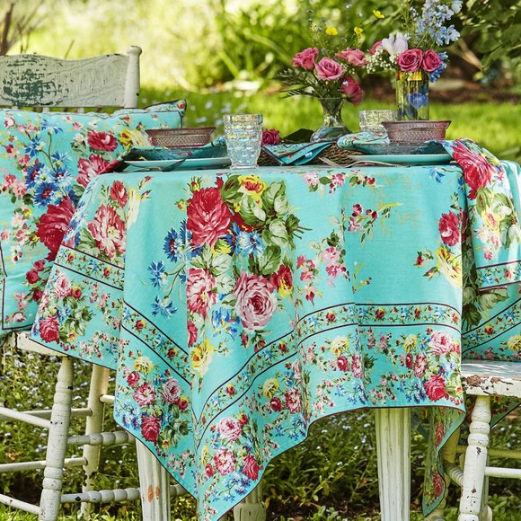 April Cornell Cottage Rose Tablecloth 36x36 NWT - Picture 1 of 2